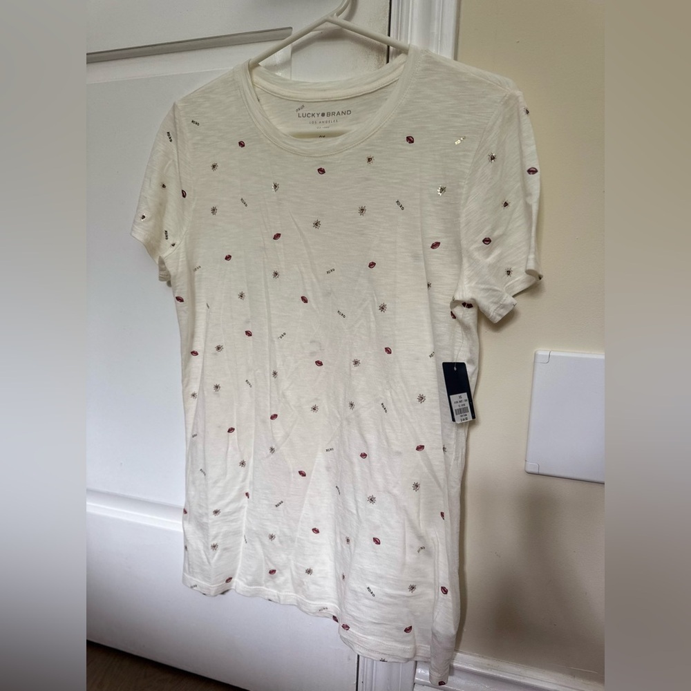 WT LUCKY BRAND Cream Crew Neck Tee (XS) - Picture 2 of 9